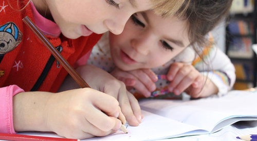 Children writing